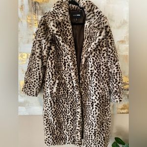 Faux Fur animal print coat, size small